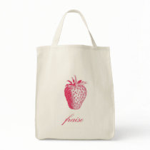 Strawberry (Fraise) Organic Grocery Tote Bag