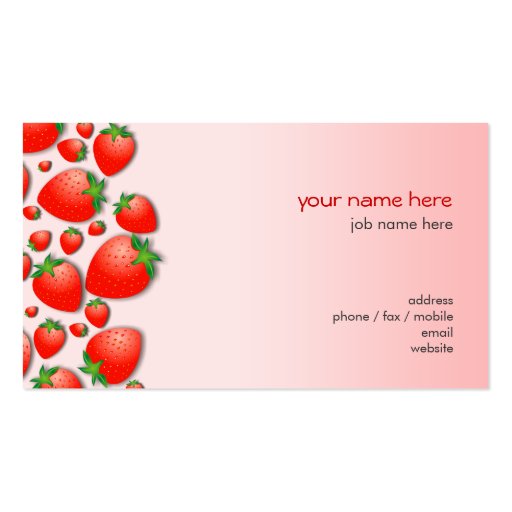 Strawberry Fresh Pink Business Cards (back side)