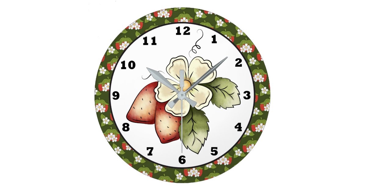 Strawberry Fruit Kitchen wall clock Zazzle