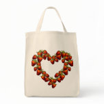 Strawberry Heart Tote Bags