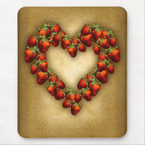 Strawberry Heart Mouse Pads