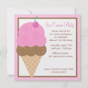 Strawberry Ice Cream Cone Invitation