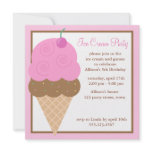 Strawberry Ice Cream Cone Invitation