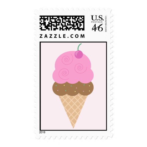 Strawberry Ice Cream Cone Stamp