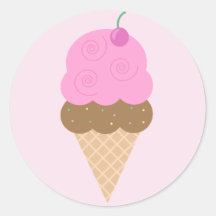 Strawberry Ice Cream Cone Stickers