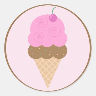 Strawberry Ice Cream Cone Stickers