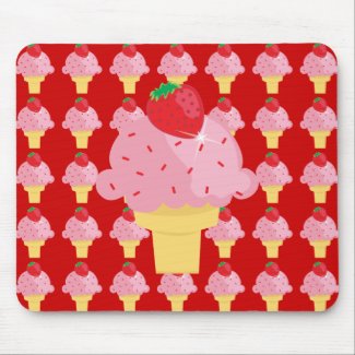 Strawberry Ice Cream Design Mousepad mousepad