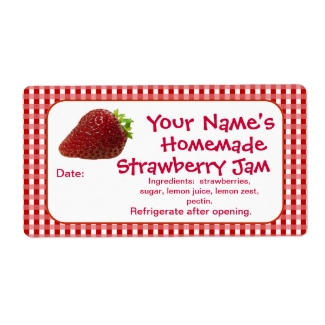 Strawberry Jam Canning Jar Labels Personalized