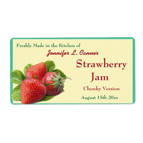 Strawberry Jam or Preserves 2 Canning Jar Shipping Label