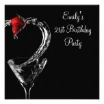 Strawberry Martini Cocktail 21st Birthday Party Invitations