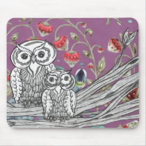 Strawberry Owls Mouse Pad