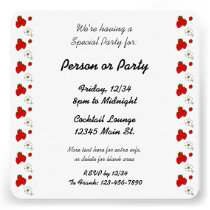Strawberry Pattern Custom Party Invitation invitations