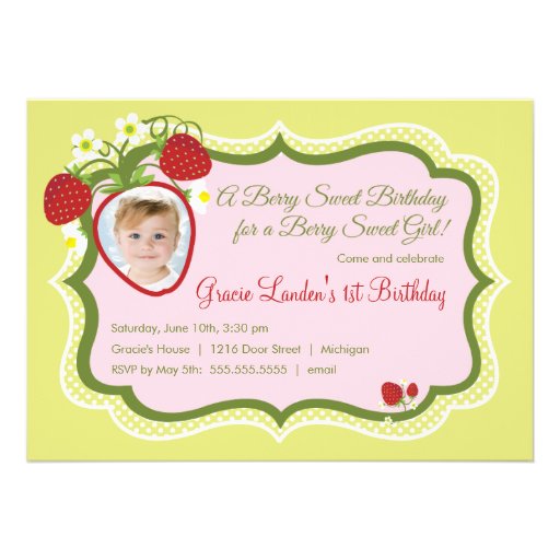 Strawberry |  Photo Birthday Invitation