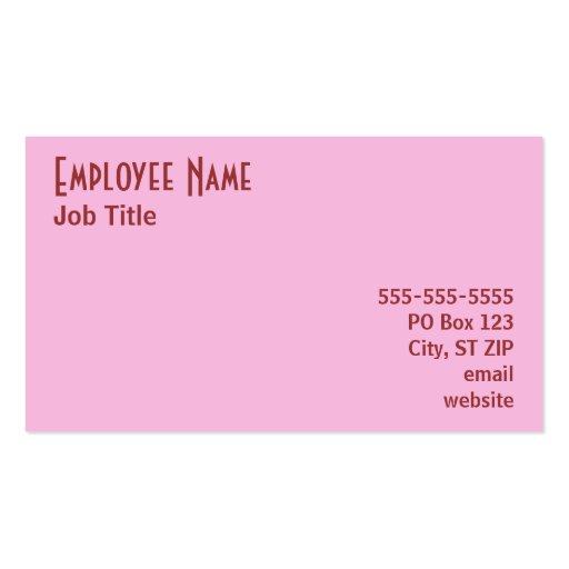 Strawberry Pink Business Card (back side)