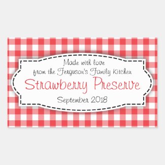 Strawberry preserve jar sticker