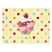 strawberry sundae post cards