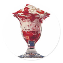 Strawberry Sundae Round Sticker