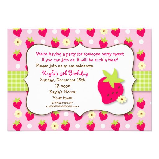 Strawberry Sweet Berry Birthday Party Invitations