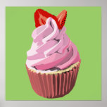 Strawberry swirl cupcake poster