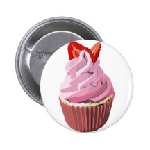 Strawberry swirl cupcake template products pinback button