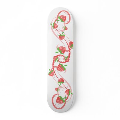 Strawberry Swirls Forever Skate Board Deck by candystore
