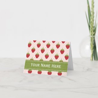 Strawberry Thank You Cards Notes Pink