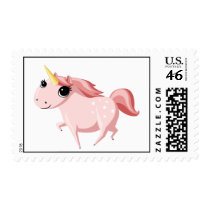 Strawberry the Pink Unicorn postage by ButtermilkBiscuits Strawberry the Pink Unicorn postage