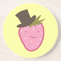 Strawberry Wearing A Top Hat coasters