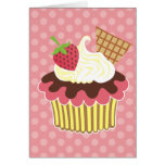 Strawberry & Whipped Cream Cupcake Greeting Card