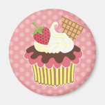 Strawberry & Whipped Cream Cupcake Magnets