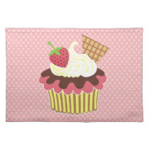 Strawberry & Whipped Cream Cupcake Placemat placemats