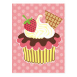 Strawberry & Whipped Cream Cupcake Postcard