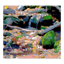 stream with autumn leaves - impressionist posters