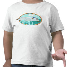 Streamlined Yacht in Oval Sea & Sky Tee Shirts