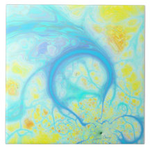 Streams of Joy – Cosmic Aqua & Lemon Ceramic Tile