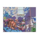 Street art on wall post card