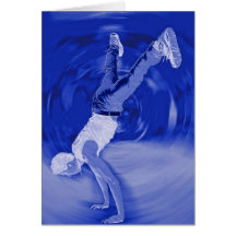 Street Dancing - in Blue Greeting Cards