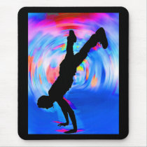 Street Dancing, Silhouette, Blues/Reds/Pink Shades Mouse Pads