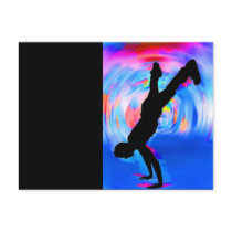 Street Dancing, Silhouette, Blues/Reds/Pink Shades Postcards