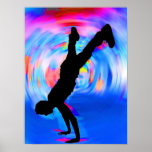 Street Dancing, Silhouette, Blues/Reds/Pink Shades Posters