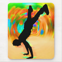 Street Dancing, Silhouette, Green/Orange/Yellows Mousepad