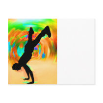 Street Dancing, Silhouette, Green/Orange/Yellows Postcard