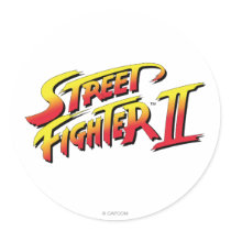 Street Fighter II Logo Round Stickers