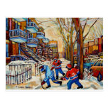 Street Hockey with 3 boys Postcard