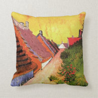 Street in Saintes-Maries by Vincent van Gogh Throw Pillows