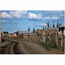 Street of Fort Yukon village photo sculptures