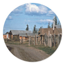 Street of Fort Yukon village Round Sticker