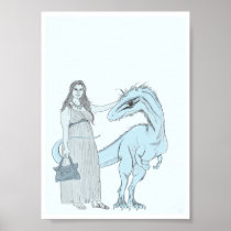 Street Photo Lady and Dinosaur 5x7