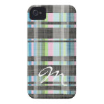 Street Plaid Pattern with monogram iPhone 4 Cases
