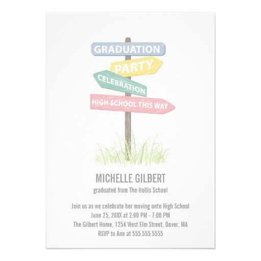 Street Sign 8th Grade Gradution Party Invites